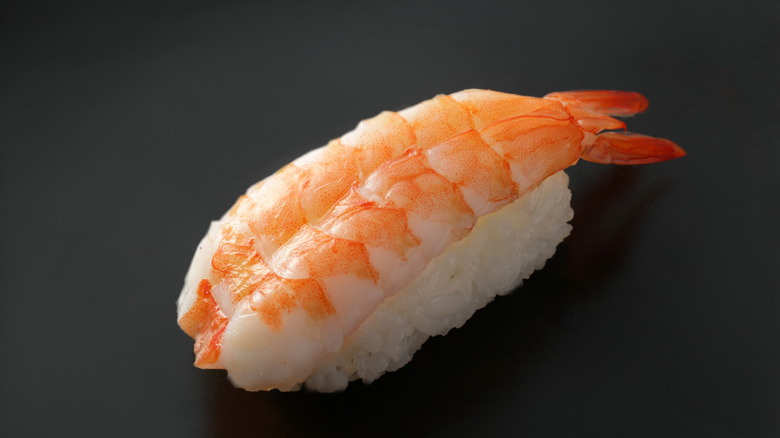 A piece of shrimp nigiri