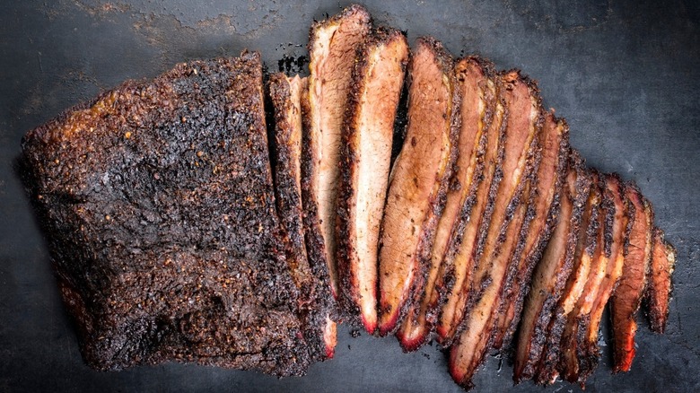 sliced smoked brisket