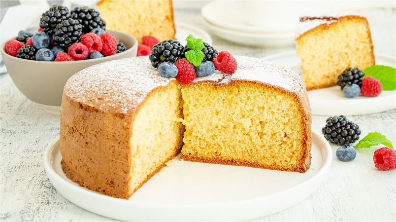 yellow cake topped with fruit