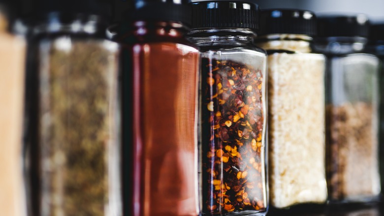 Spices on shelf