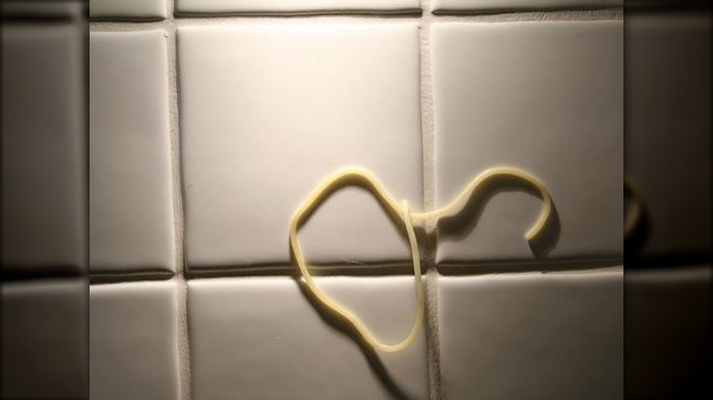 Spaghetti stuck to the wall