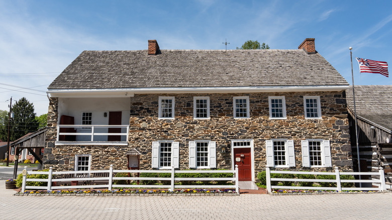Dobbin House Tavern building exterior and flag