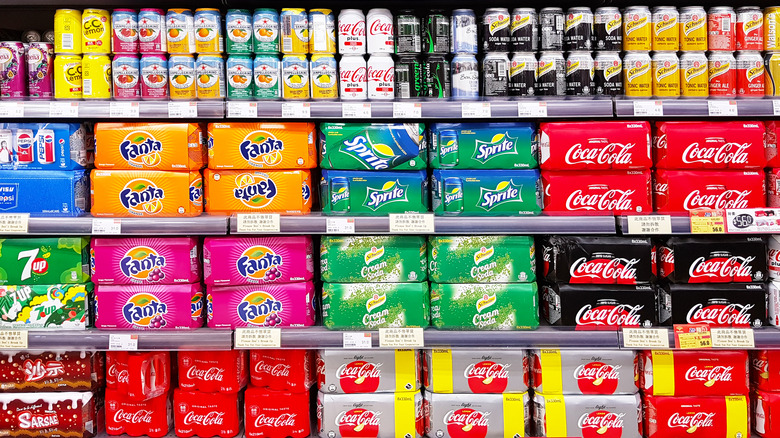 Soda aisle at grocery store