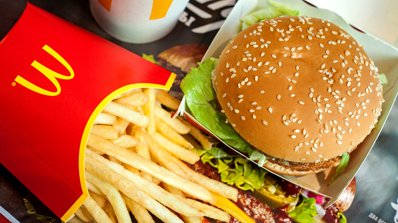 Mcdonald's burger and fries