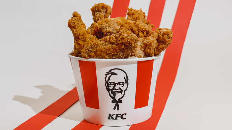 Fried chicken in KFC bucket