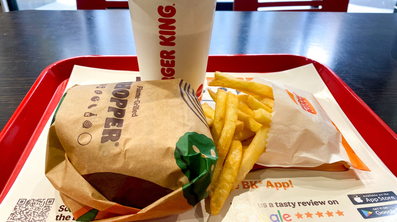 Whopper and fries on tray