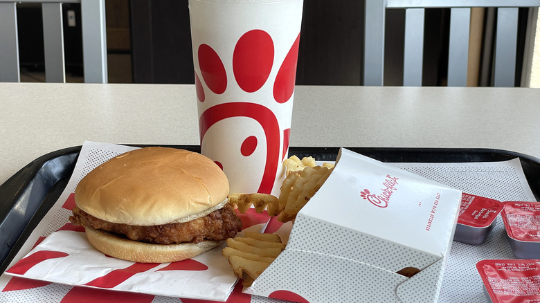 chick-fil-a food on tray