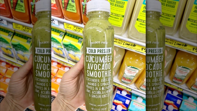 Trader Joe smoothie cold pressed cucumber avocado smoothie