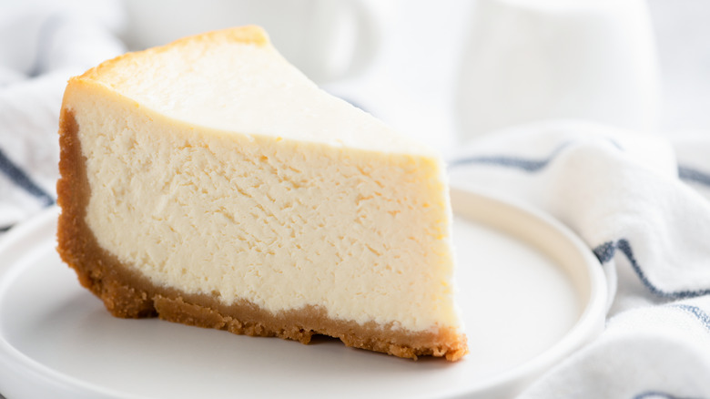 slice of new york style cheesecake