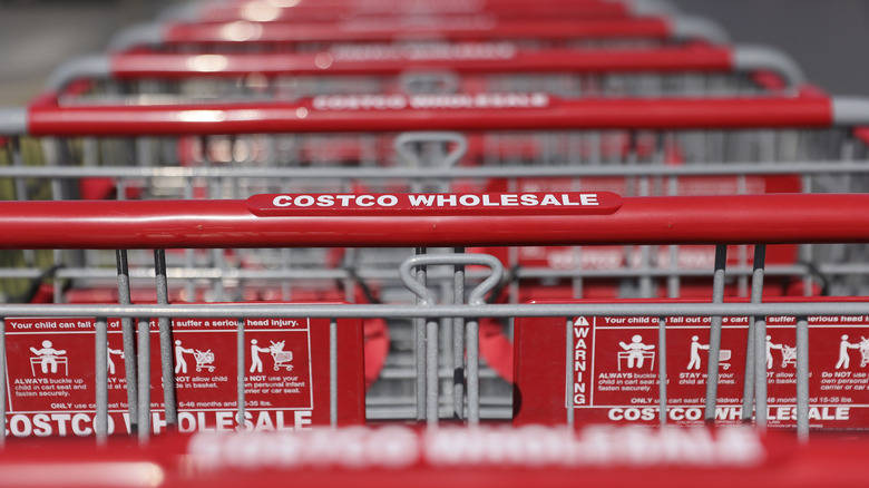 row of Costco carts