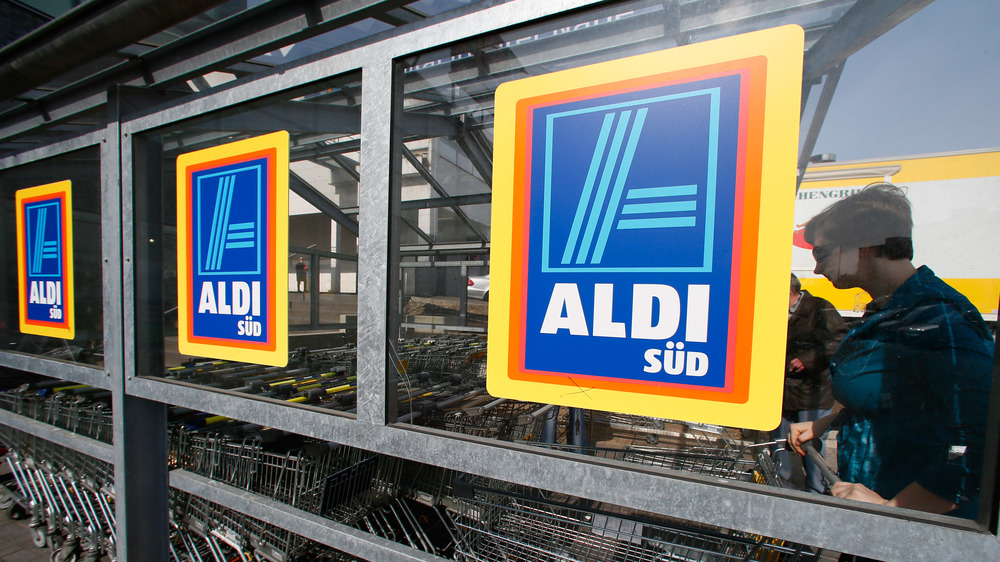 Aldi shopping carts in stall