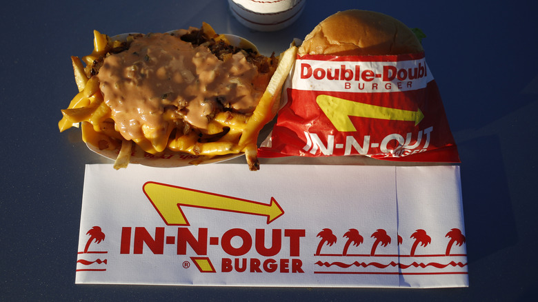 In-N-Out burger and fries and hat