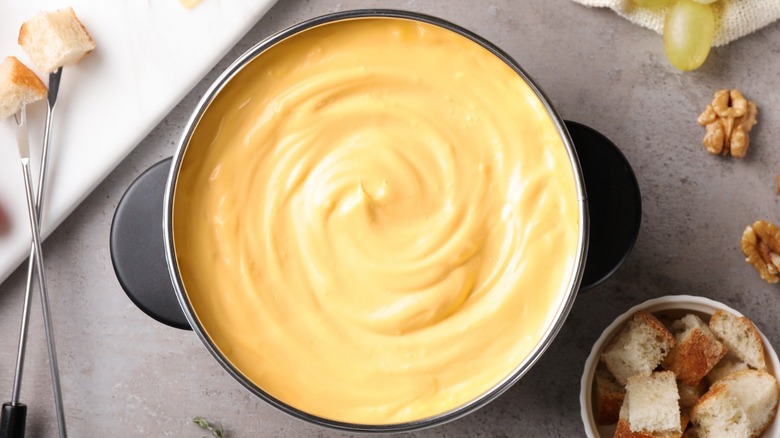 bowl of thick cheese sauce
