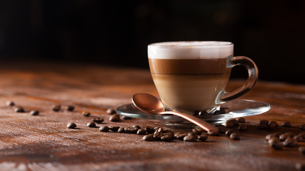 Cappuccino in glass mug