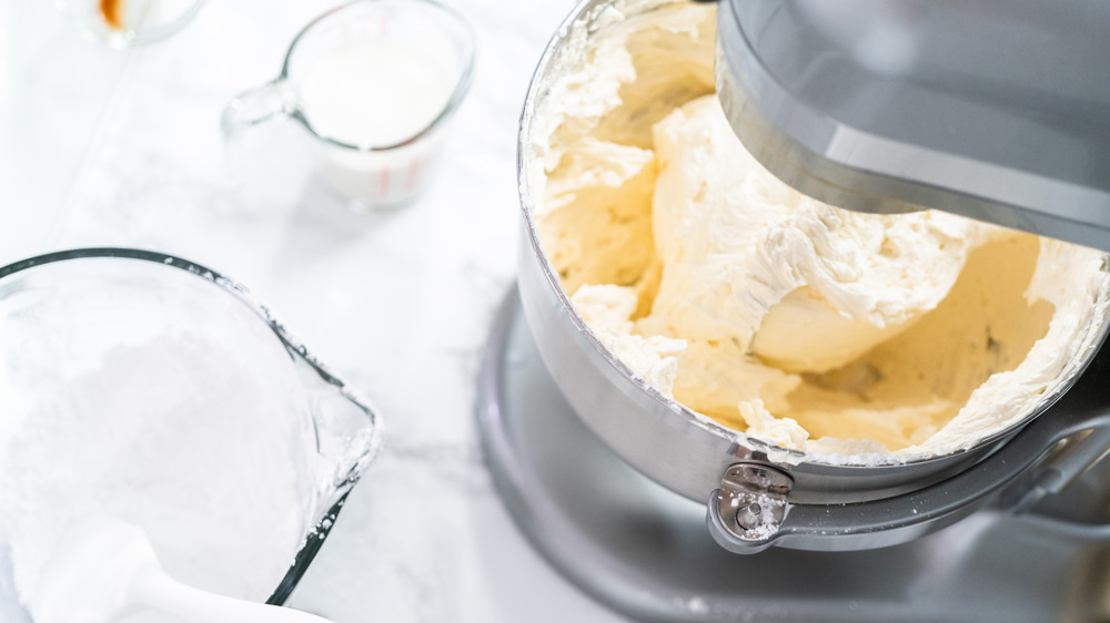 Buttercream frosting being made