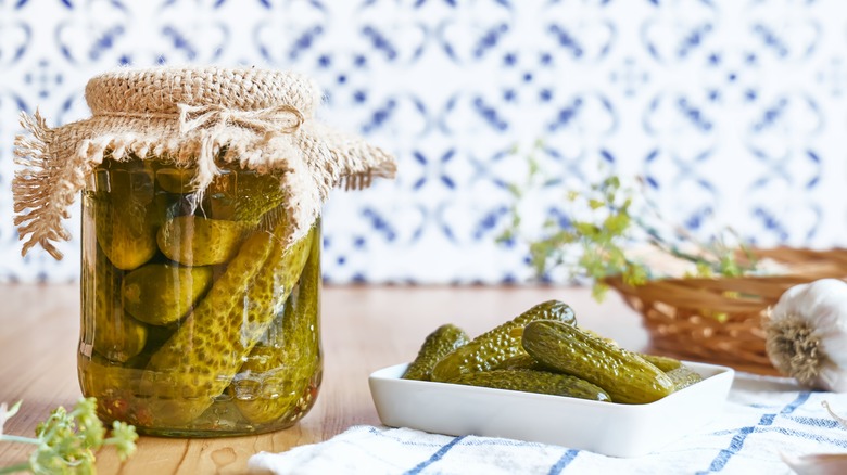 a jar full of gherkins 