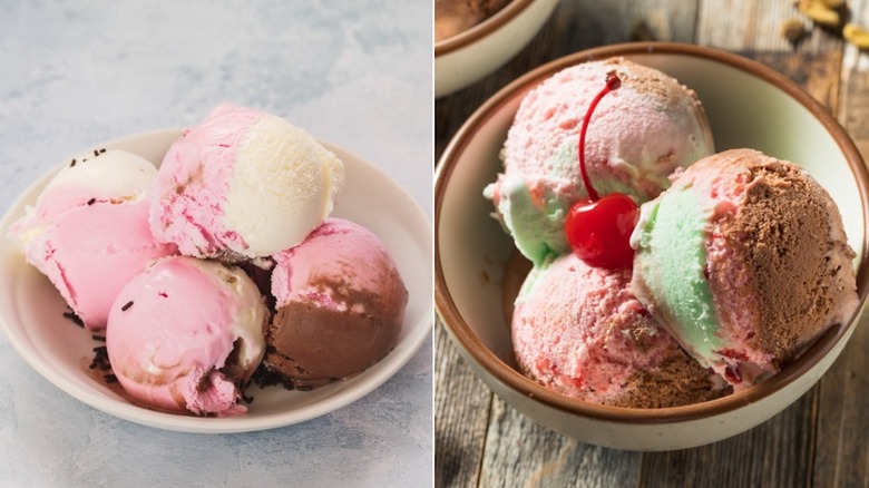 Neapolitan and spumoni ice creams