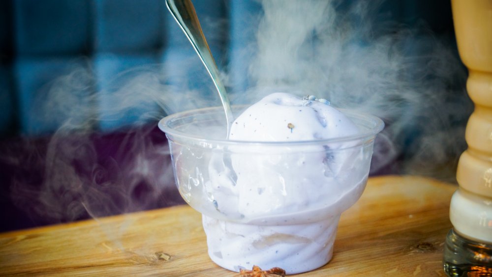 Bowl of liquid nitrogen ice cream