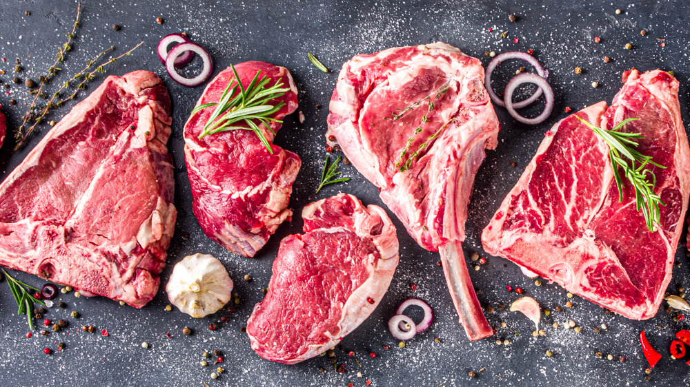 Selection of meat cuts ready to grill