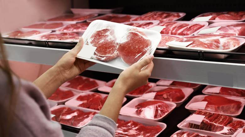 customer buying meat