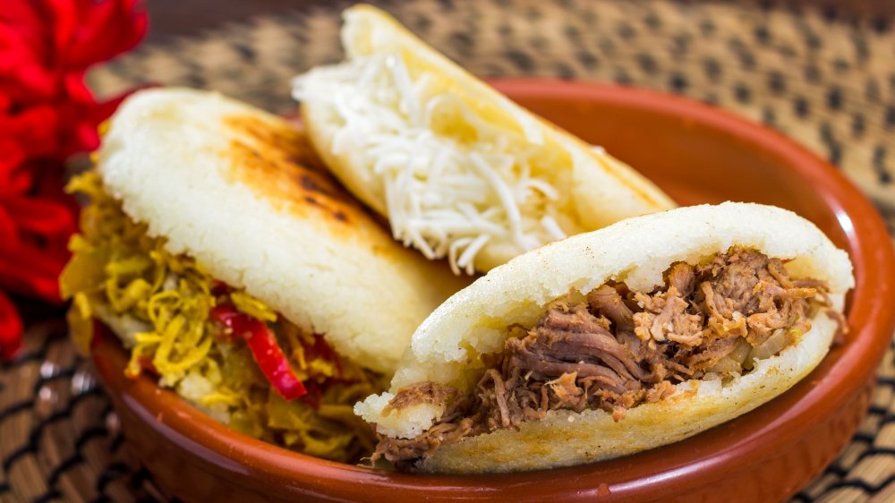 Venezuelan arepas with a variety of fillings