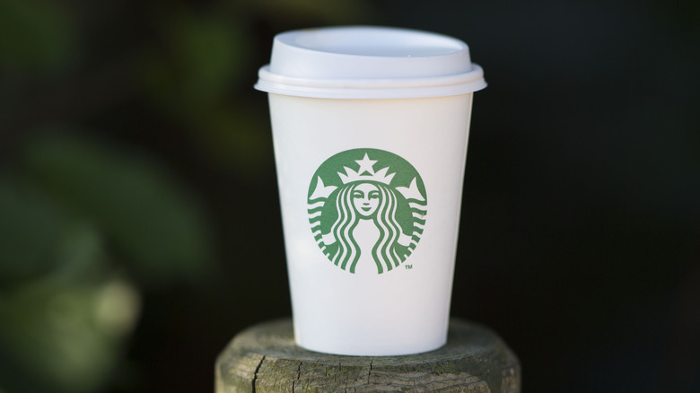 white starbucks cup outside