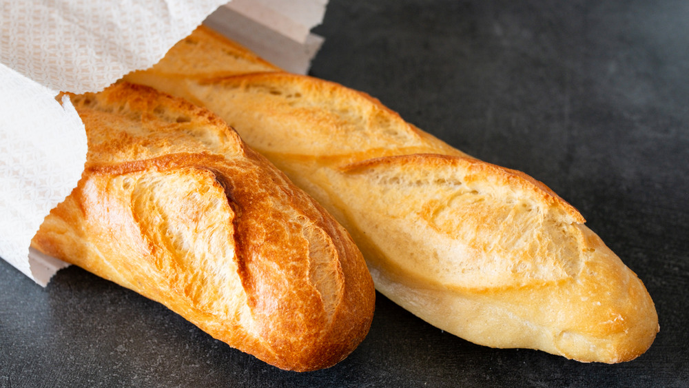 Baguette loaves in bag