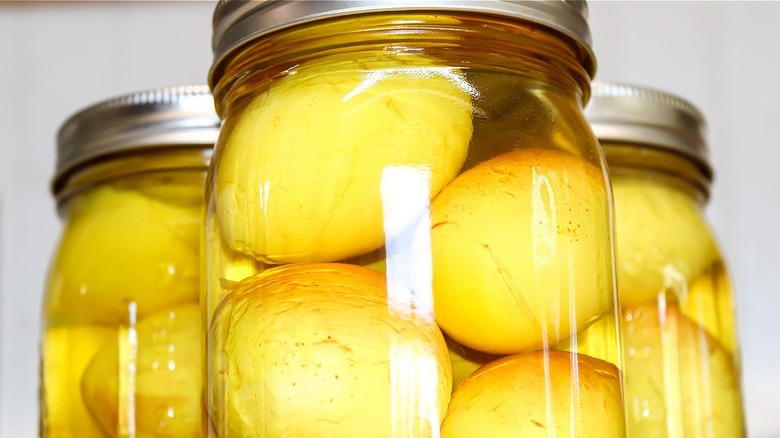 Jars of pickled eggs