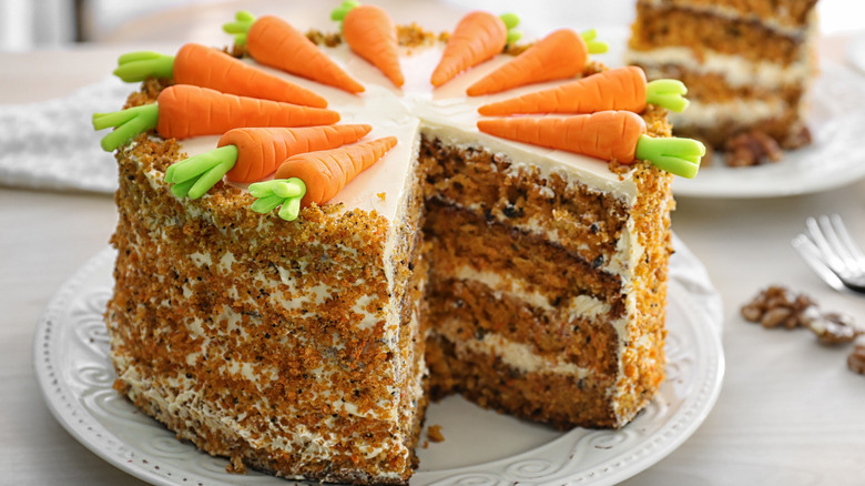 carrot cake with slice missing