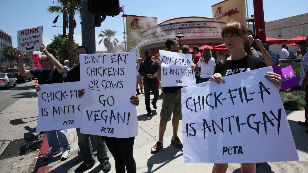 Protesters upset with Chick-fil-A