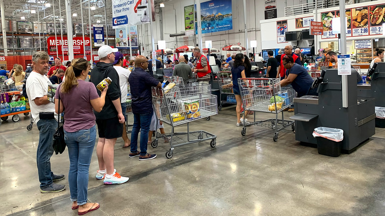 Shoppers in line at Costco