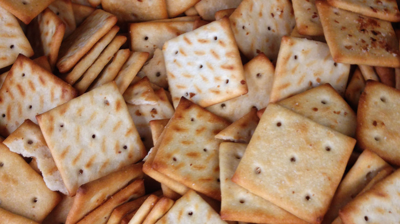 Square, salty crackers