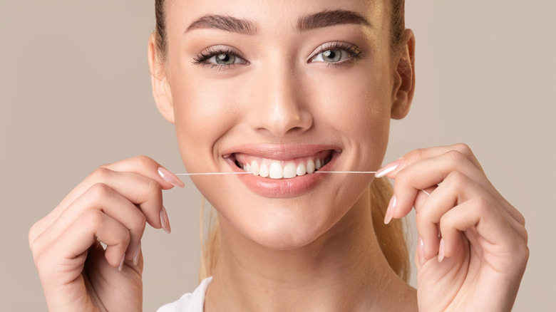 Woman with white teeth smiling