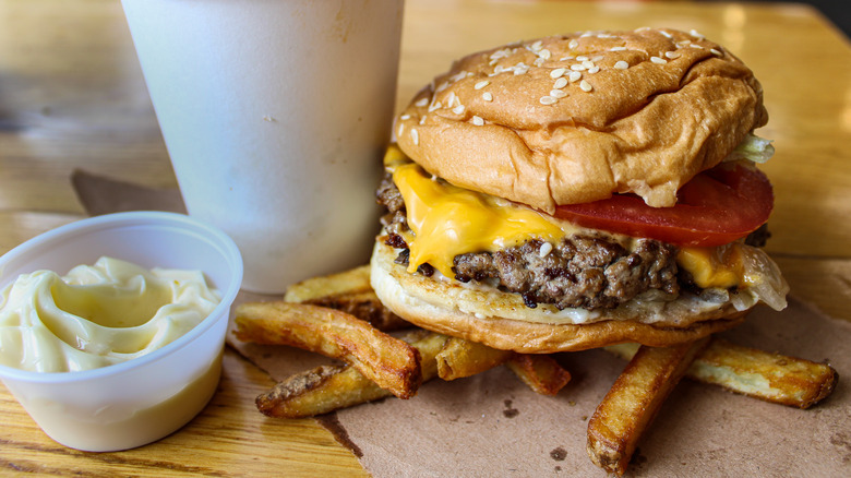 Five Guys burger with mayo