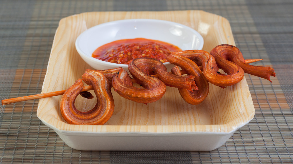 Snake meat on skewer