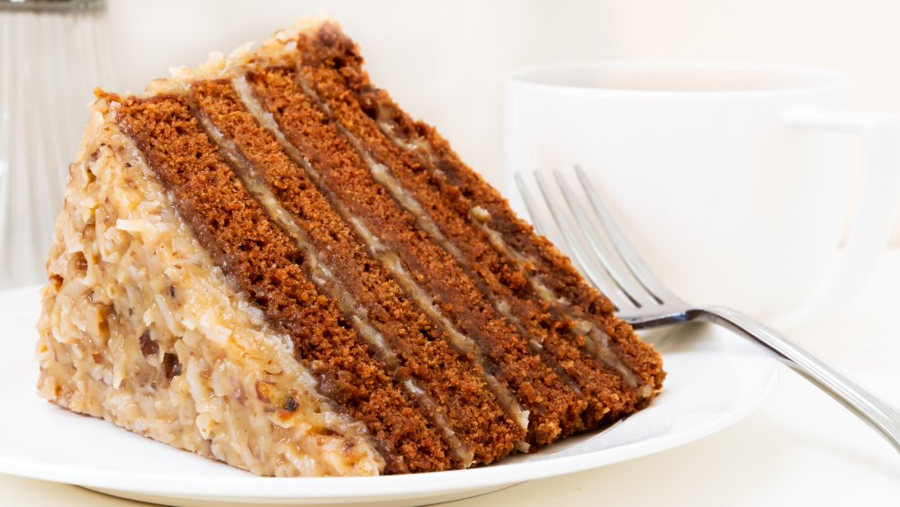 A slice of German chocolate cake