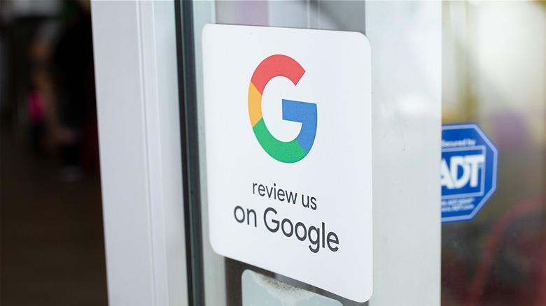 sticker asking for Google review
