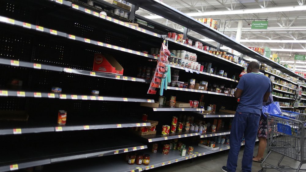 Empty grocery shelves