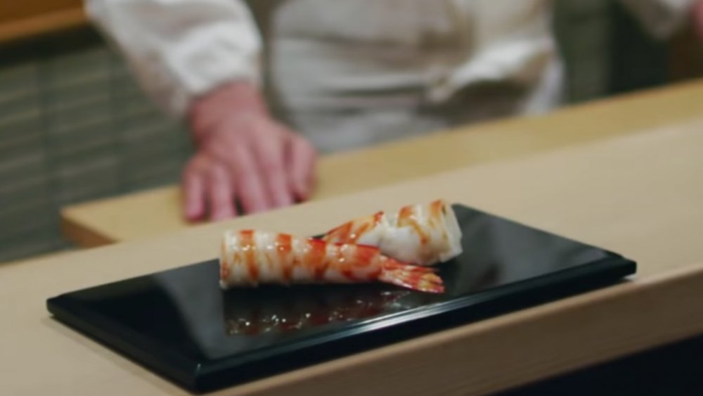 Shrimp served at Sukiyabashi Jiro