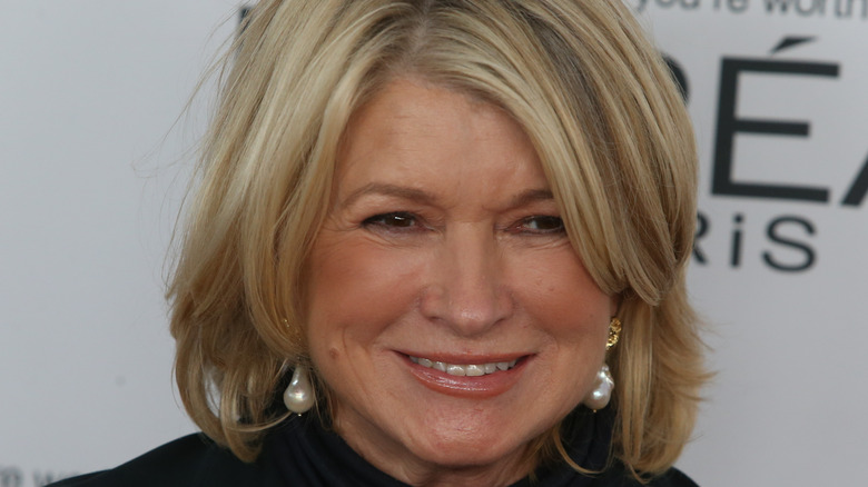 Martha Stewart with pearl earrings