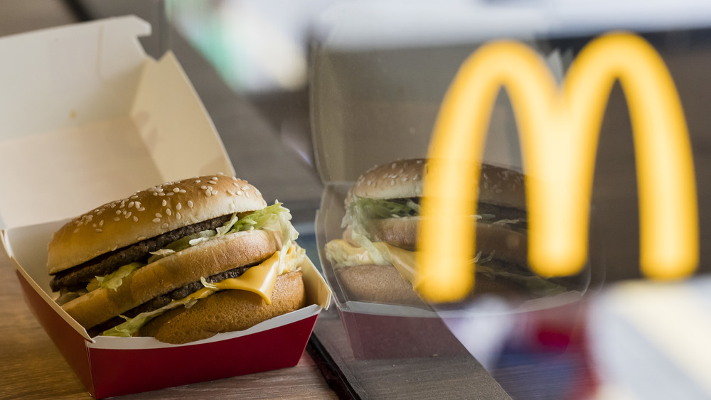 McDonald's logo and burger