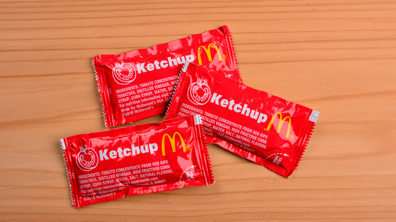 McDonald's ketchup packets on counter
