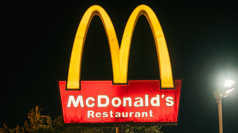 McDonald's sign against night sky