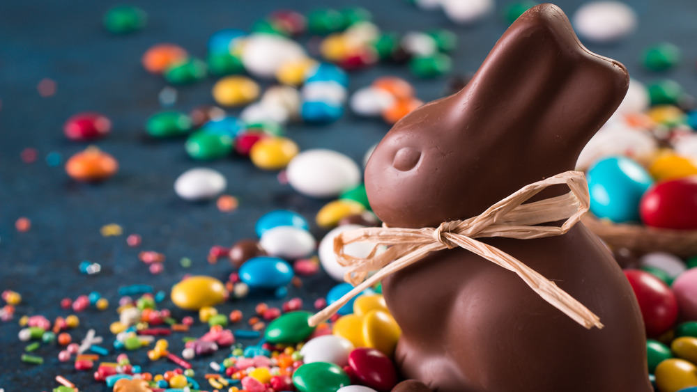 Chocolate Easter bunny with candy