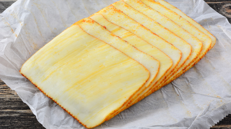 Slices of Muenster cheese