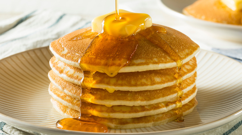 Pancake stack with syrup and butter