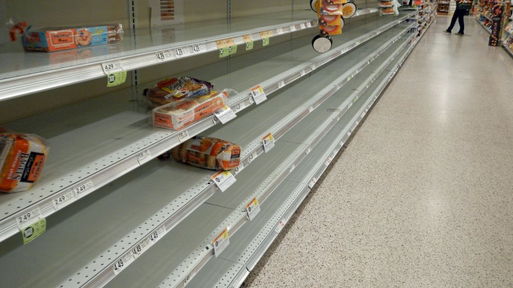 Empty bread shelves