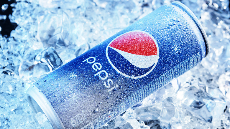 Can of Pepsi on ice