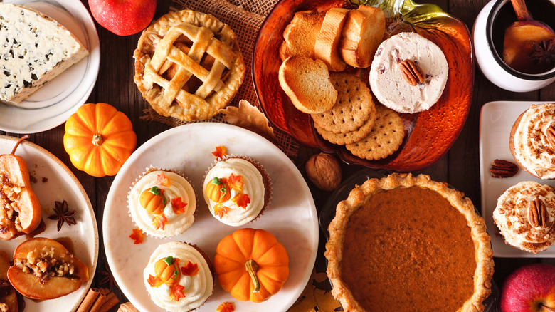 Fall food items on table