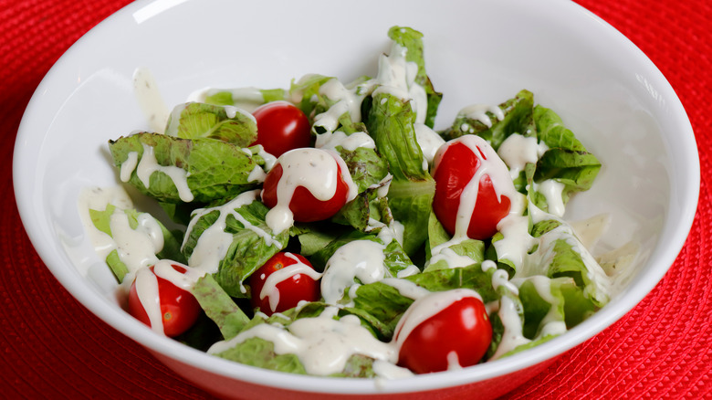 Salad with ranch dressing